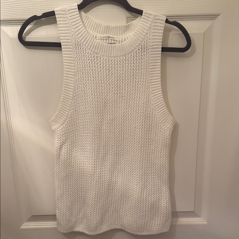 Anthropologie White Knit Tank Top
